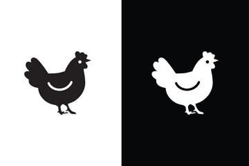 silhouette of hen chicken. Illustration vector graphics of hen icon black white background