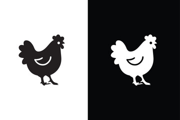 silhouette of hen chicken. Illustration vector graphics of hen icon black white