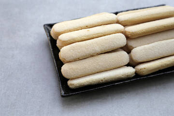 Sponge finger cookies, Italian savoiardi biscuit snack