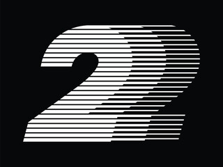 Number 2 with Abstract Line Pattern