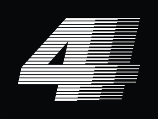 Number 4 with Abstract Line Pattern