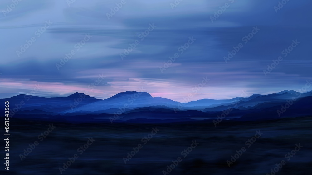 Wall mural twilight sky with distant mountains blurry indigo and azure - Wall murals