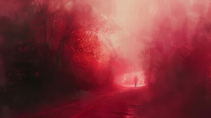 Ethereal blend of crimson and scarlet soft blur