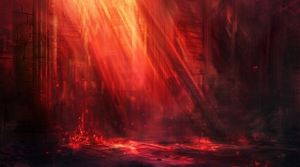 Obraz premium Crimson rays piercing darkness warm incandescent glow