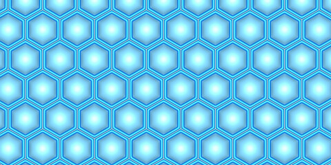 Seamless hexagonal pattern with blue geometric shapes