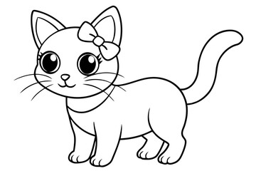 cute kitten line art vector illustration