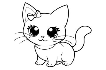 cute kitten line art vector illustration