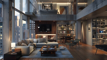 Fototapeta premium Schicker High-Tech Loft in der Stadt