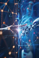 Futuristic AI Data Connection: Human-Robot Interaction