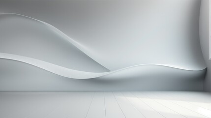 Modern white architectural interior with elegant curves. Grey, white tones.