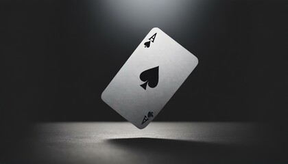 ace of spades, photograph of ace of spade playing card falling to the ground in the dark