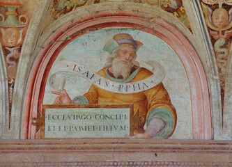 il Profeta Isaia; affresco sopra il portale di ingresso della Certosa di Pavia