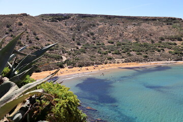 Ghajn Tuffieha Bay in Malta also known as Riviera Bay or Martinique Bay. It is located on close to...