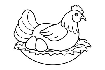nesting hen with eggs vector illustration
