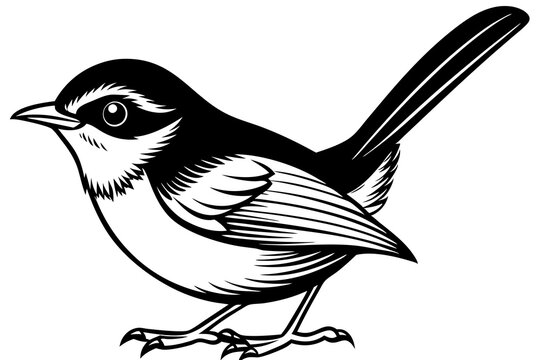 recommend clip art: outline fairy wren animal vector illustration