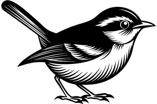 recommend clip art: outline fairy wren animal vector illustration