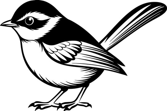 recommend clip art: outline fairy wren animal vector illustration