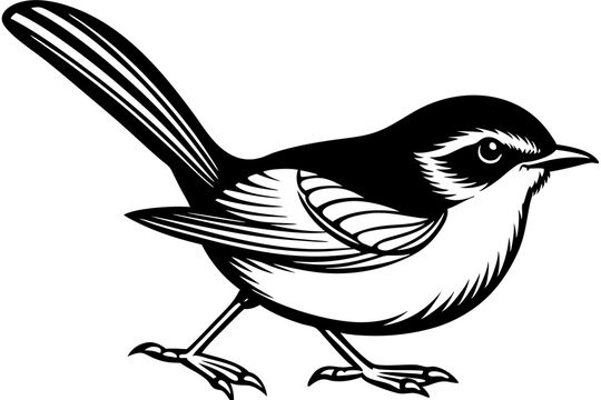 recommend clip art: outline fairy wren animal vector illustration