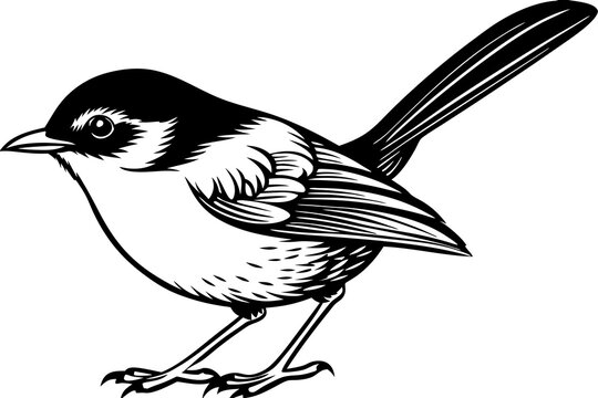 recommend clip art: outline fairy wren animal vector illustration