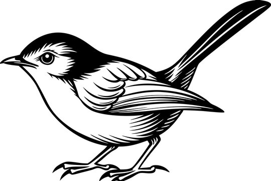 recommend clip art: outline fairy wren animal vector illustration