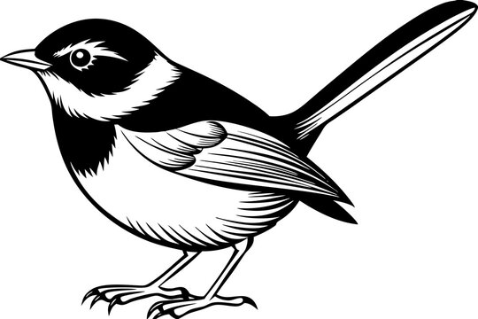 recommend clip art: outline fairy wren animal vector illustration