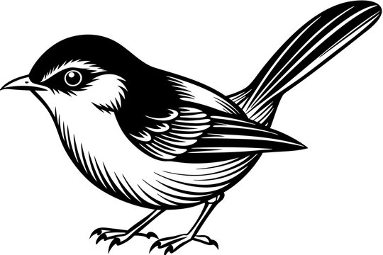 recommend clip art: outline fairy wren animal vector illustration