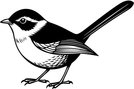 recommend clip art: outline fairy wren animal vector illustration