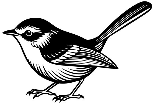 recommend clip art: outline fairy wren animal vector illustration