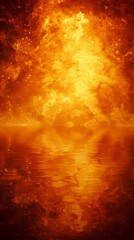 Fototapeta premium Fire explosion on the water. High quality illustration