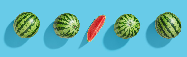 Watermelon on blue pastel background