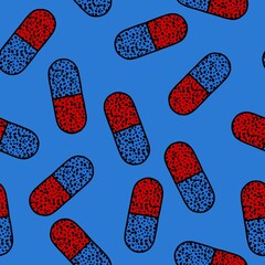 Medicine pills seamless cartoon doctors care pattern for wrapping paper