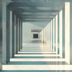 Striking Geometric Runner Composition with Precise Linear and Polygon Layers Creating Kinetic Optical Illusion