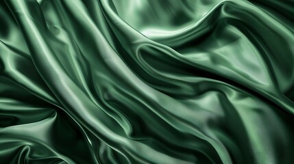 Fototapeta premium Abstract background of sage green satin fabric. Wave abstract background
