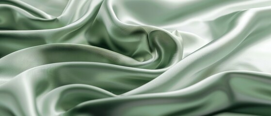 Obraz premium Abstract background of sage green satin fabric. Wave abstract background
