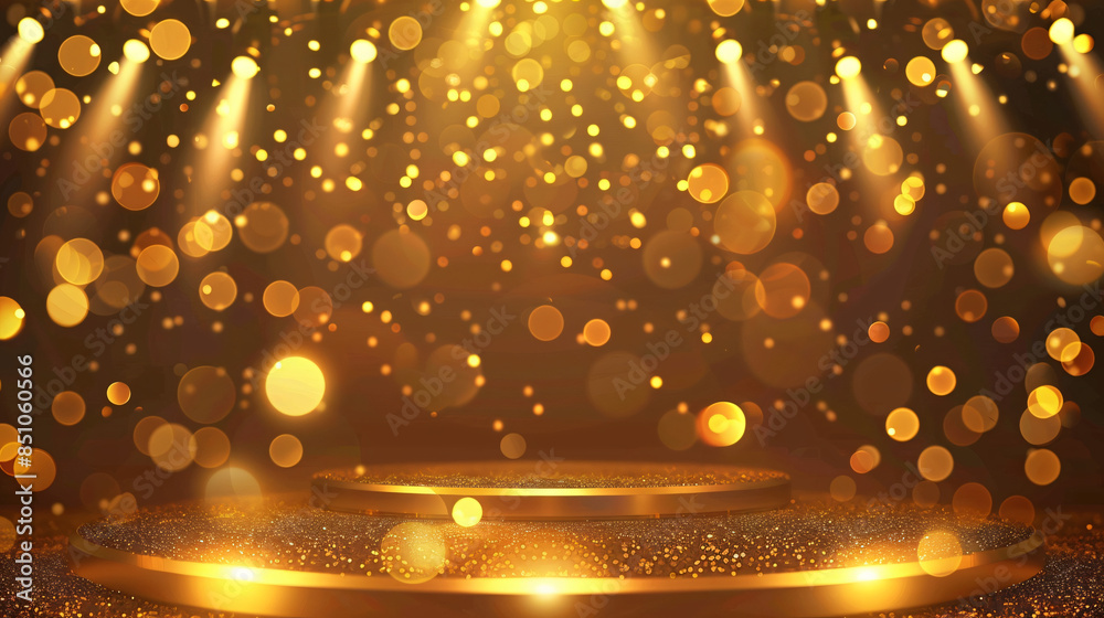 Poster luxurious backdrop created by abstract golden sparkles and soft lights