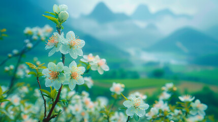 Gorgeous Mountains with flowers, lush greenery, gardens, and terraced land. An amazing landscape picture for wallpaper, posters, print, wall art, and more. You only get unique from me.