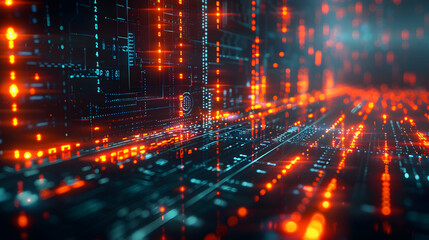 Obraz premium Futuristic Digital Technology and Data Network Background