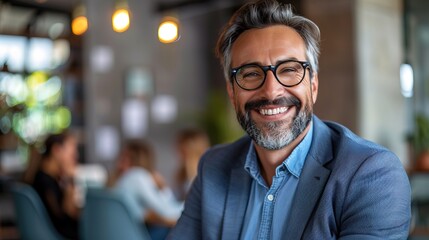 Fototapeta premium happy business man listening to a discussion in an office office