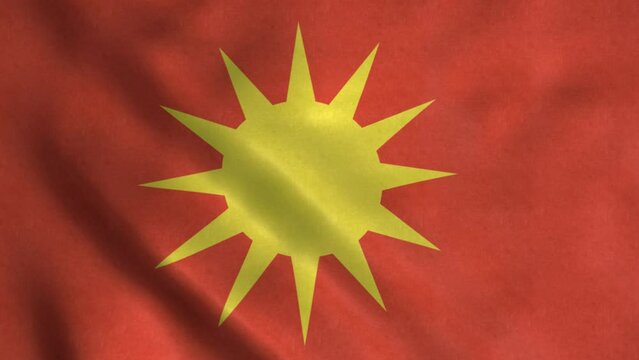 Flag of Bodo kommune waving in the wind, Norway