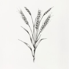 Fototapeta premium Line art drawing of wheat ear