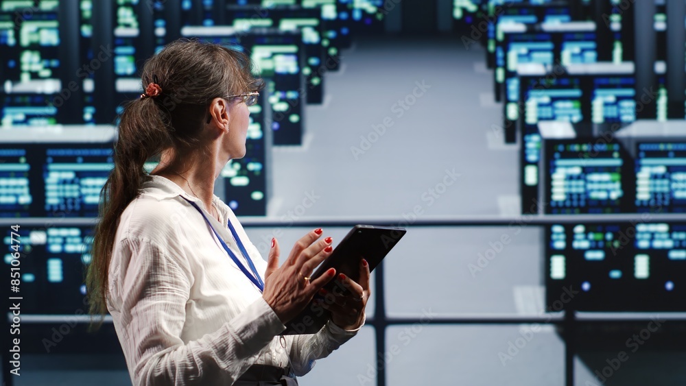 Poster adept supervisor in high tech location equipped to handle modern computing requirements, doing regul