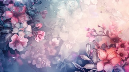 An elegantly adorned postcard or invitation featuring floral decorations