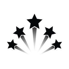 Rising star icon black with white background. Vector Illustration.