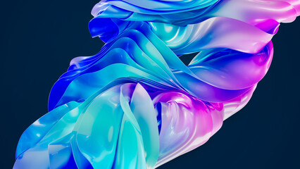 Fluid abstract 3D artwork with vibrant car paint effect