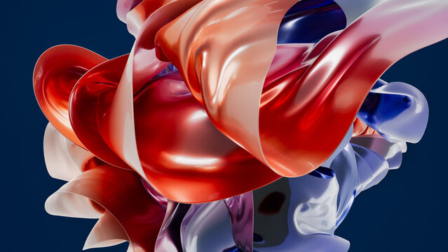 Swirling car paint abstract in 3D with patriotic colors