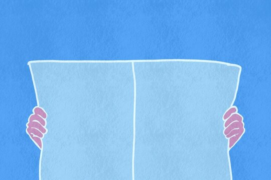 Illustration of hands holding a blank election poster