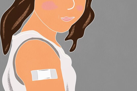 Illustration of a woman with a bandage on her arm