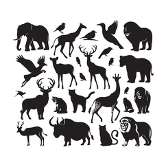 Naklejka premium vector set of animals silhouette