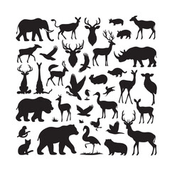 vector set of animals silhouette