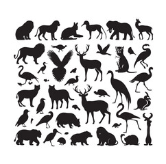 vector set of animals silhouette